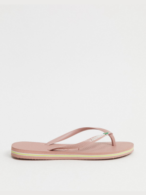 Havaianas Slim Brazil Flip Flops In Rose