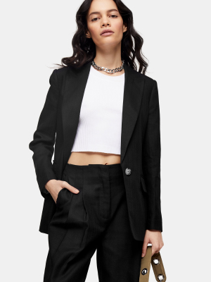 Black Herringbone Blazer