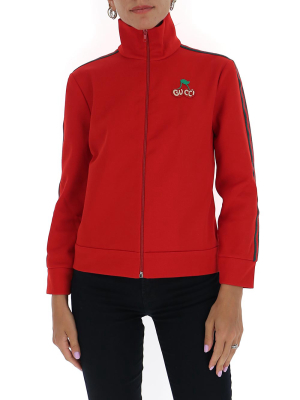 Gucci Cherry Piquet Zip-up Jersey Jacket