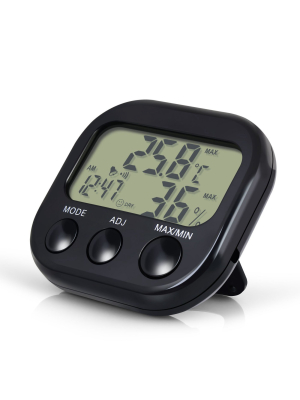 Insten Digital Lcd Thermometer Hygrometer Clock, Black