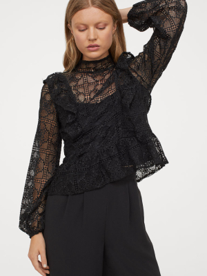 Flounced Lace Blouse