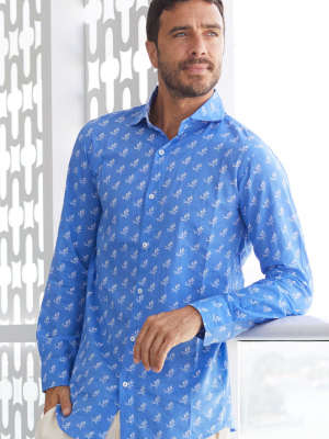 Men’s Shirt | Willow Leaf Marina Blue/white