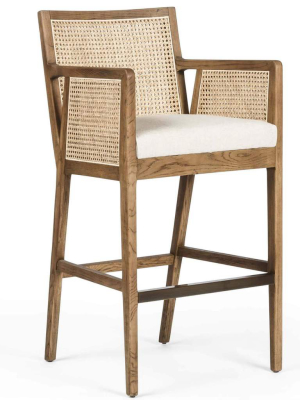 Antonia Cane Bar Stool, Toasted Parawood