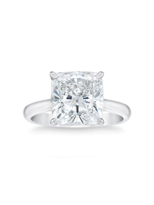 Pompeii3 3.30ct Cushion Moissanite Solitaire Engagement Ring 14k White Gold