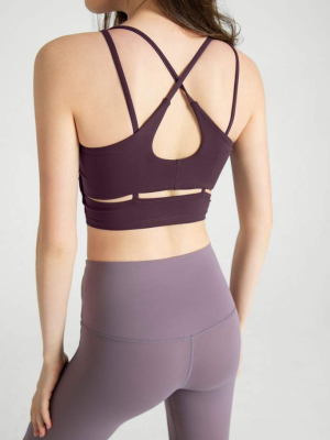 Purple Eggplant Cross Back Bra Top