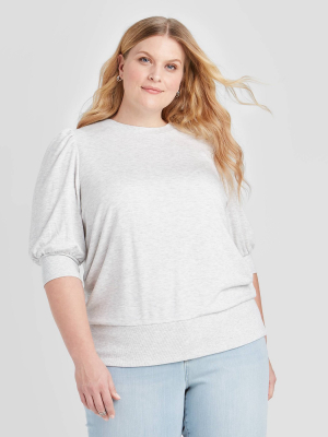 Women's Plus Size Elbow Sleeve Sweatshirt - Ava & Viv™