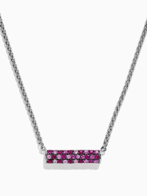 Effy Splash Sterling Silver Pink Sapphire And Ruby Necklace, 1.00 Tcw