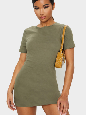 Khaki Short Sleeve Bodycon Dress