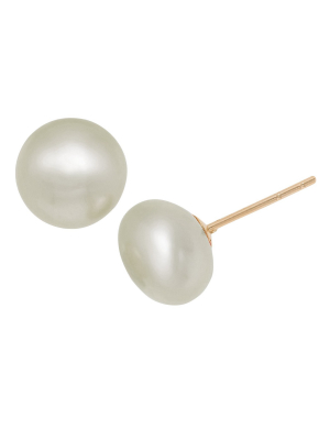 14k Yellow Gold 10mm Freshwater Pearl Stud Earrings