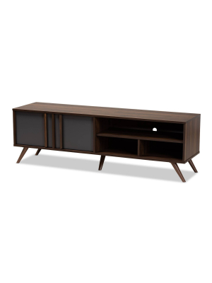 2 Door Naoki Two-tone Wood Tv Stand Gray/walnut - Baxton Studio