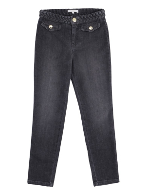 Chloé Kids Logo Patch Skinny Leg Jeans