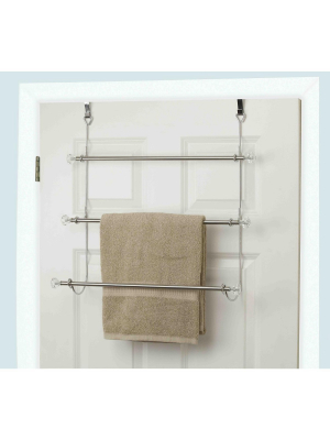 Home Basics 3 Tier Chrome Plated Steel Over The Door Towel Rack