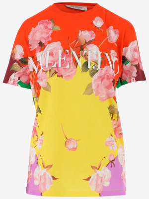 Valentino Floral Printed Logo T-shirt