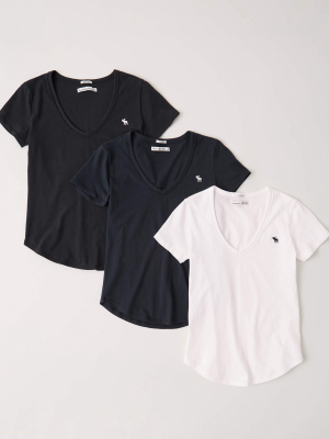 3-pack Short-sleeve Deep-v Tee