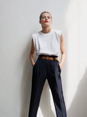 Raffia Belt Pants