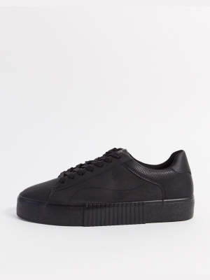 Bershka Sneaker In Black With Contrast Embossed Animal Print