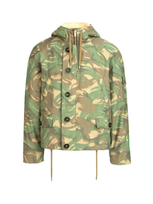 Saint Laurent Camouflage Printed Shearling Jacket