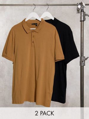 Asos Design Plus 2 Pack Organic Polo