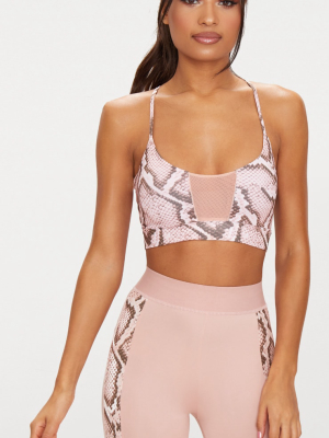 Pink Snake Print Crop Top