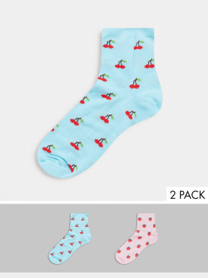 Asos Design 2 Pack Fruit Print Socks