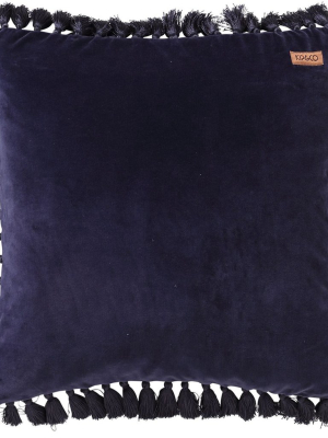 Kip & Co Navy Velvet Tassel Cushion