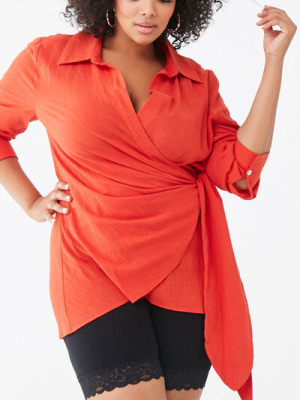 Plus Size Surplice Wrap Top