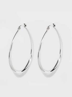 Silver Plated Graduated Oval Hoop Earrings - A New Day™ Silver