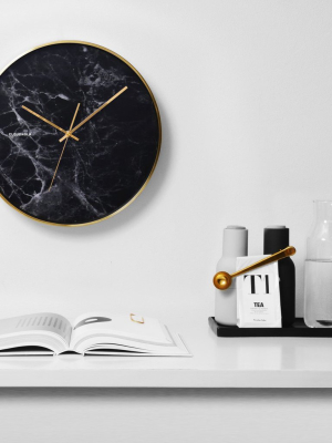 Structure Black Marble Wall Clock