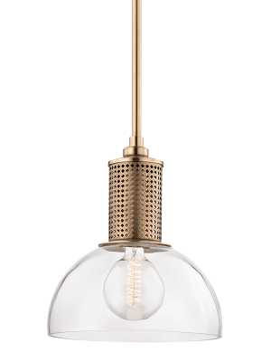 Hudson Valley Lighting Halcyon Pendant - Aged Brass & Clear