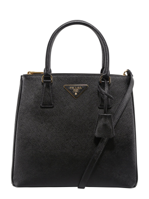 Prada Logo Plaque Tote Bag