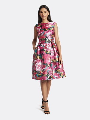 Floral Mikado Fit-and-flare Dress