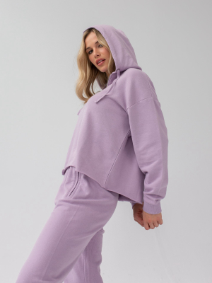 Crop Hoodie W. Zip / Lavender Frost