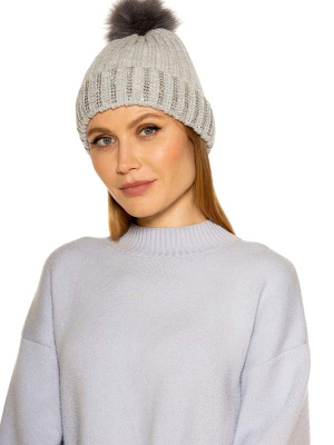 Darla Knitted Beanie With Rhinestones And Pom