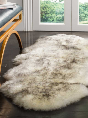 Sheepskin Pelt Ivory/smoke Gray Runner Rug