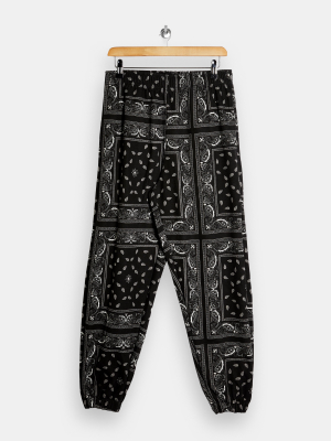 Black Paisley Print Sweatpants