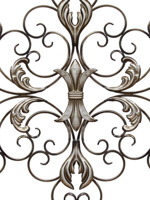 36" X 21.75" Ornate Scroll Wall Decor Champagne - Stratton Home Décor