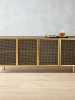 Trace Brass Wire Mesh Cabinet Credenza