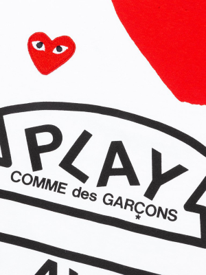 Comme Des Garcons Play Red Multi Logo L/s T-shirt - White