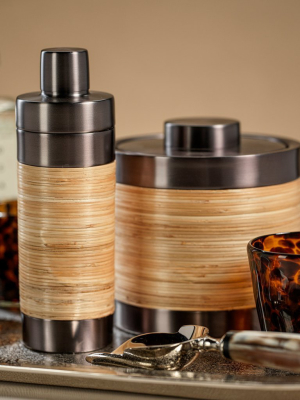 Rattan And Matte Black Cocktail Shaker