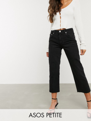 Asos Design Petite High Rise 'effortless' Stretch Kick Flare Jeans In Black
