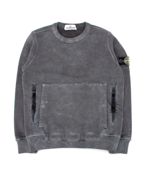 Stone Island Junior Logo Patch Pocket Detail Sweatshirt