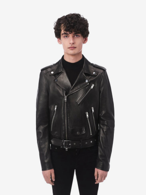 Leather Biker Jacket - Black