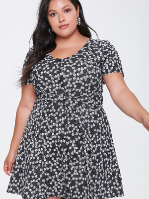 Plus Size Floral Fit & Flare Dress