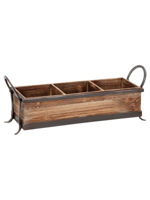 Rustic Elegance Wood And Iron Three-compartment Rectangular Tray (23") - Olivia & May