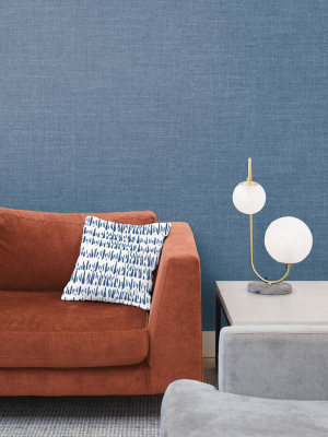 Hopsack Embossed Vinyl Wallpaper In Denim From The Living With Art Collection By Seabrook Wallcoverings