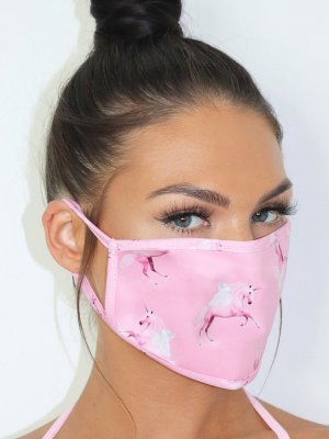 Prettylittlething Pink Unicorn Print Fashion Mask