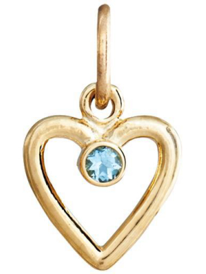 Birth Jewel Heart Charm With Aquamarine