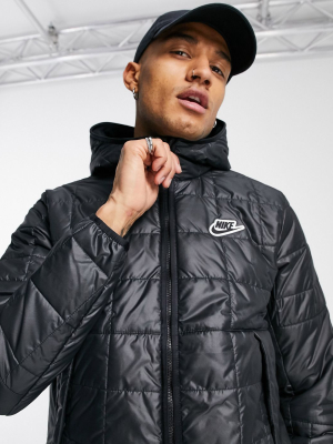Nike Zip-front Hooded Synthetic Fill Puffer Jacket In Black