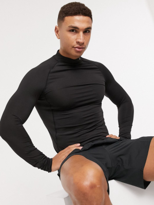 Asos 4505 Icon Training Base Layer Long Sleeve T-shirt With Quick Dry In Black