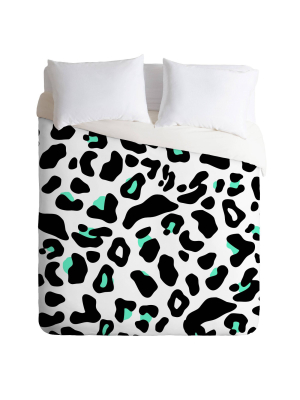 Allyson Johnson Neon Turquoise Leopard Duvet Set